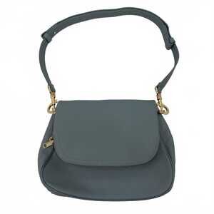 Tote le Monde Blue Fold-Over Leather Shoulder Bag | OS Regular